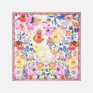 CAMILLA “Fairy Gang” white floral silk square scarf belt top headwrap